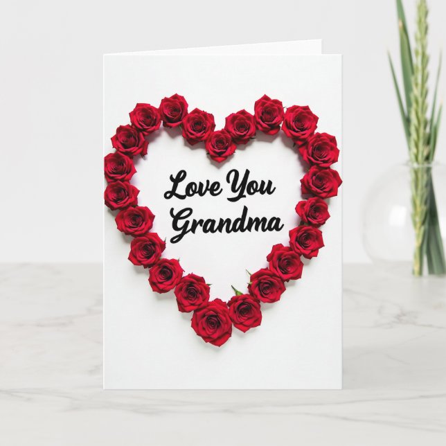 Älskar dig mormor rosor hjärta kort (Framsida)