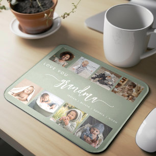 Älskar dig mormor Sage Green fotokollage Musmatta