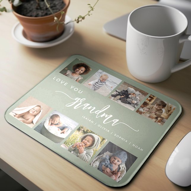 Älskar dig mormor Sage Green fotokollage Musmatta (Skapare uppladdad)