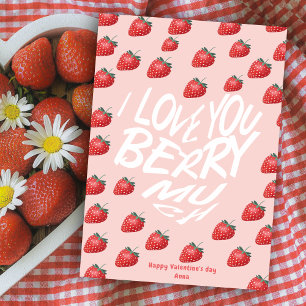 Älskar Dig Mycket Jordgubbs Valentines Helgkort