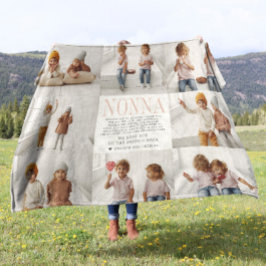 Älskar dig Nonna | Anpassat meddelande Foto Collag Fleecefilt