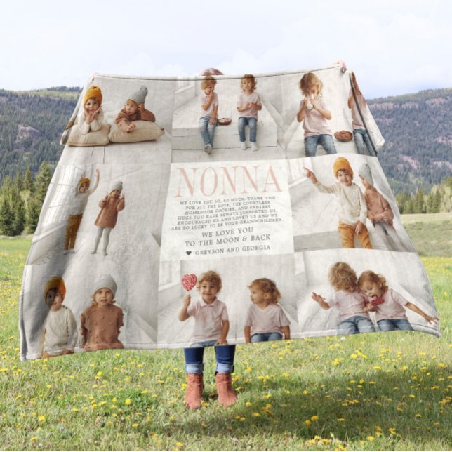 Älskar dig Nonna | Anpassat meddelande Foto Collag Fleecefilt (Skapare uppladdad)