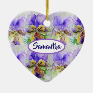 Älskar Dig Personlig Flicka Namn Blommig Prydnad Julgransprydnad Keramik