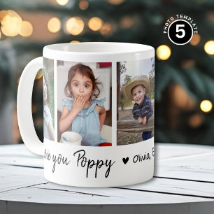Älskar dig Poppy Barnbarn Namn 5 Foto Collage Kaffemugg