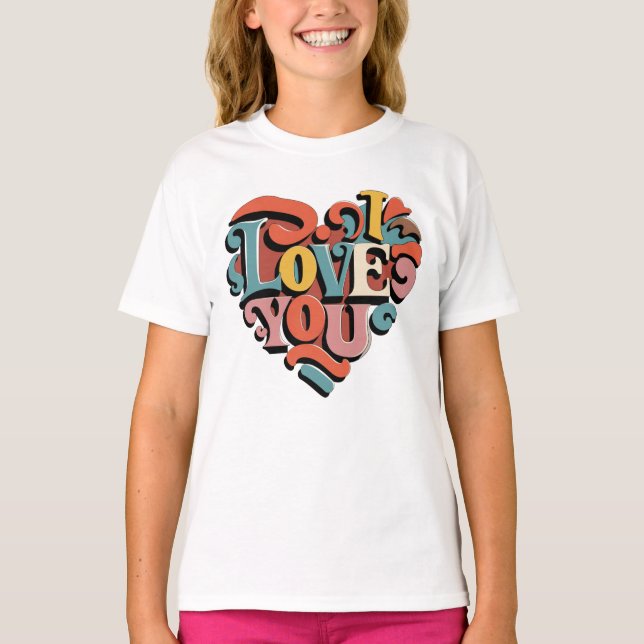 Älskar Dig Retro Psykedelisk Konst T Shirt (Framsida)