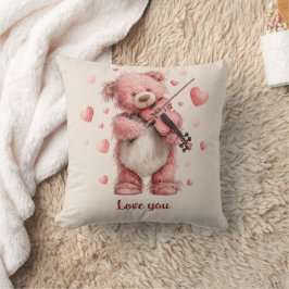 Älskar dig Teddy med fiol Kudde