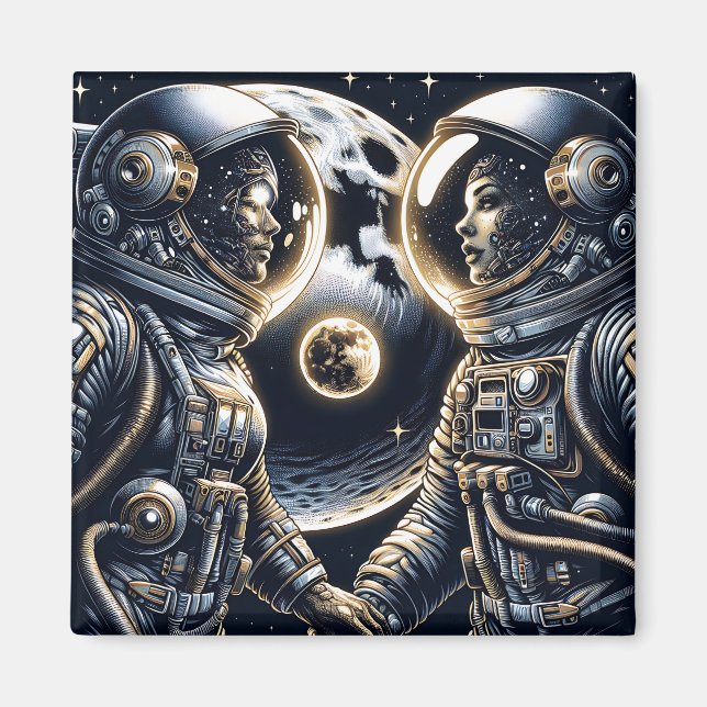 Älskar dig till månen och tillbaka | Astronauter Magnet (Framsidan)