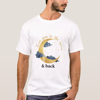 Älskar dig till månen och tillbaka Celestial Guld T Shirt