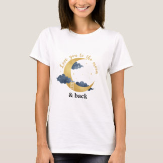 Älskar dig till månen och tillbaka Celestial Guld T Shirt