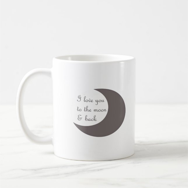 Älskar dig till månen och tillbaka runt grafisk st kaffemugg (Vänster)