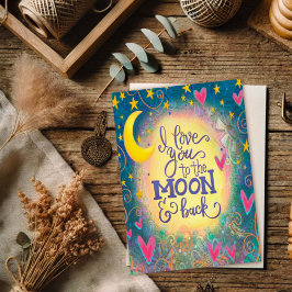Älskar dig till månen och tillbaka Snyggt Sött Kort