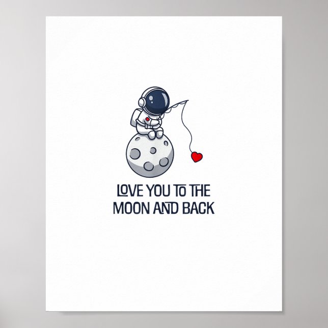 Älskar dig till månen och tillbaka Söt minimal est Poster (Framsidan)