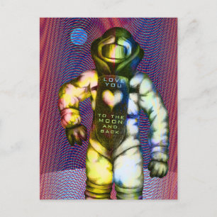 Älskar dig till månens astronautritning coolt rymd vykort