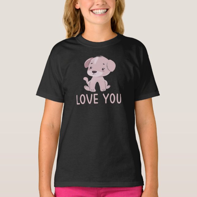Älskar dig, tjej som älskar valpar t shirt (Framsida)