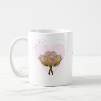 Älskar dig Tulpaner i rosa hjärta Kaffemugg