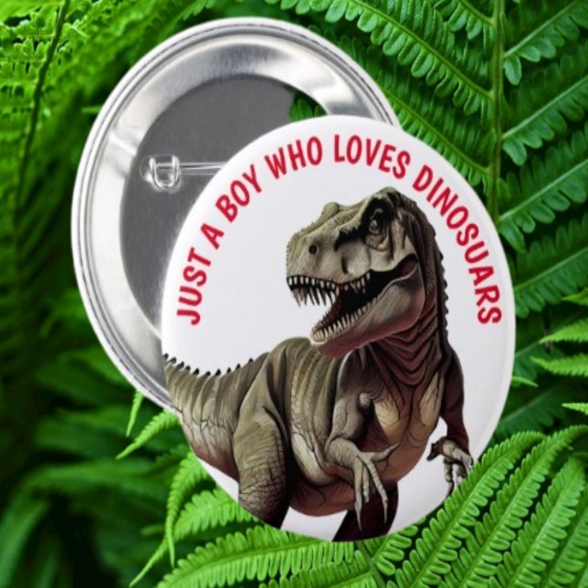 Älskar dinosaurier pojke knapp (Express yourself in a meaningful way with top-quality pin buttons)
