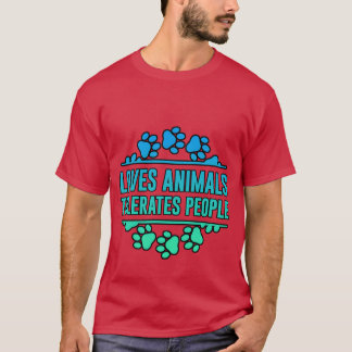 Älskar djur, tolererar människor pojke t shirt