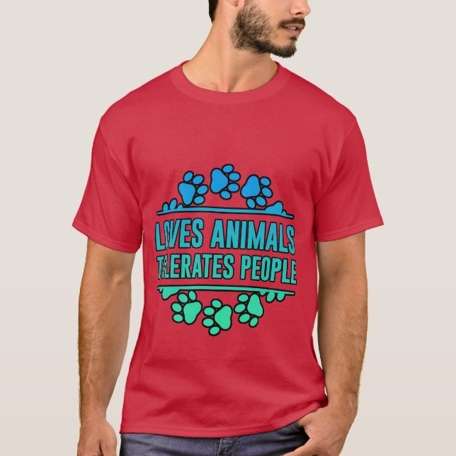Älskar djur, tolererar människor pojke t shirt (Framsida)
