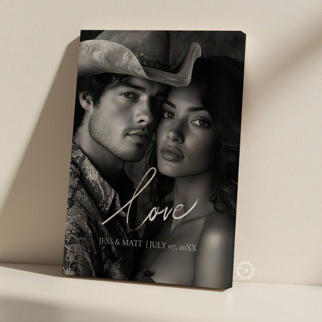 Älskar elegant kalligrafi bröllopsfoto canvas (Love elegant calligraphy wedding photo canvas)