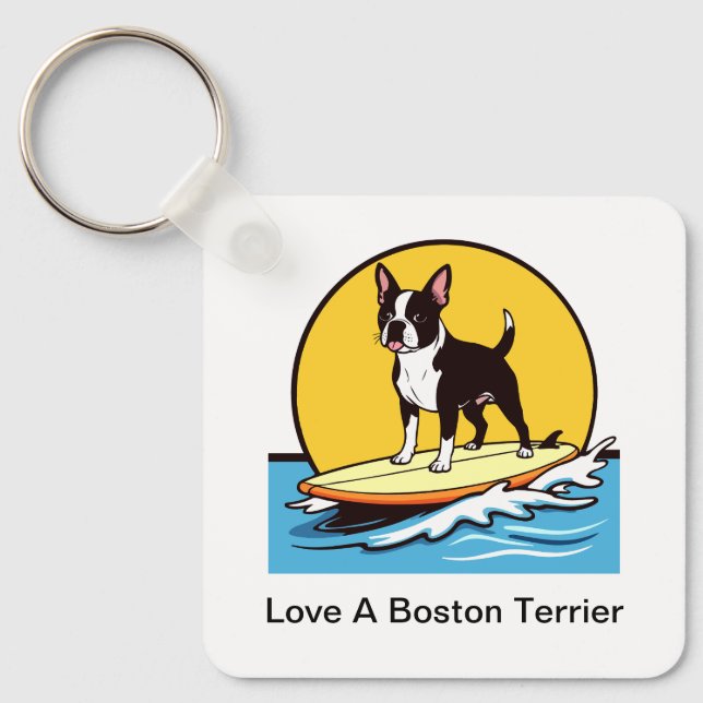 Älskar en Boston Terrier hund Nyckelring (Framsida)