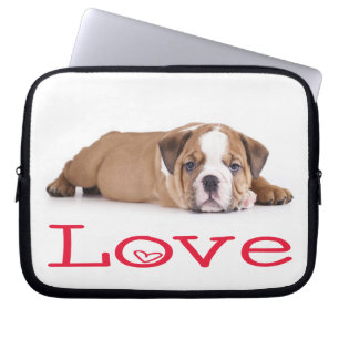 Älskar engelsk Bulldog Puppy Hund Bärbar Dator Fod Laptop Sleeve
