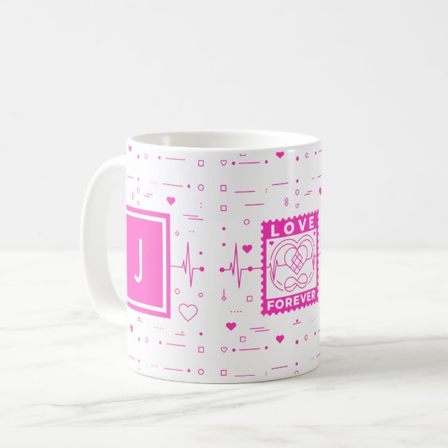 Älskar för evigt Anpassa med dina initialer Kaffemugg (Framsida vänster)