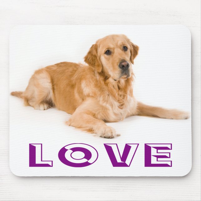 Älskar Golden Retriever Valp Hund Musmatta (Framsidan)