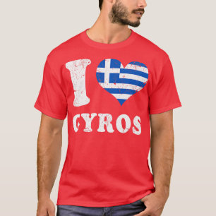 Älskar Gyros Grekisk Mat Greklands Flagga T Shirt