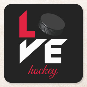 Älskar hockey underlägg papper kvadrat