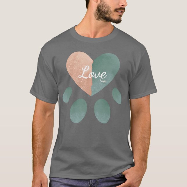 Älskar hundar Hjärthundar Tass Älskar vän T Shirt (Framsida)