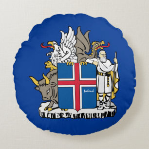 Älskar Island & isländska flaggan, emblem / semest Rund Kudde