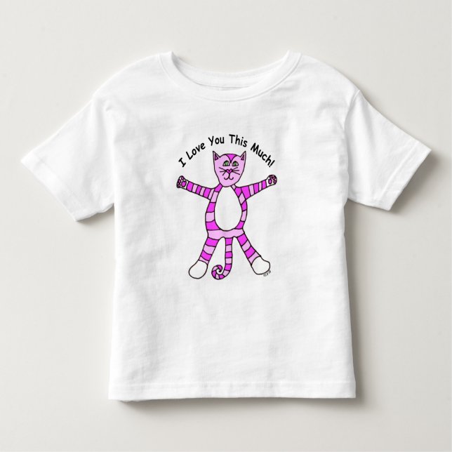 "Älskar jag dig denna mycket" Pinky kattT-tröja Tee (Framsida)