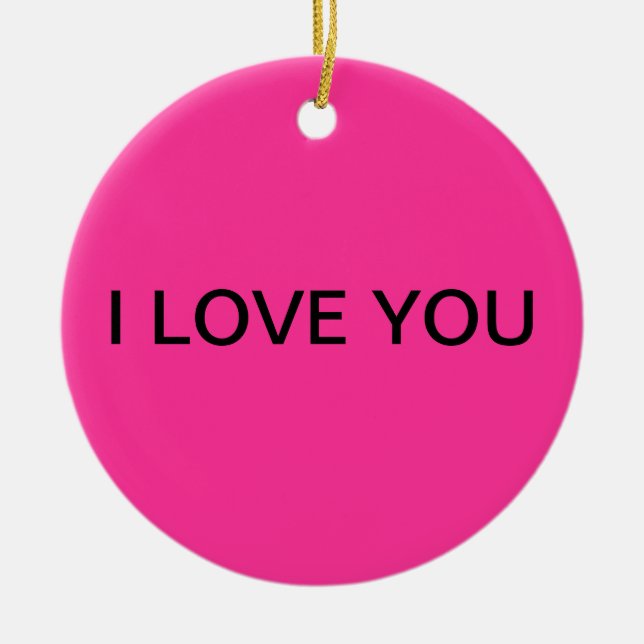 "ÄLSKAR JAG DIG" rosaprydnaden Julgransprydnad Keramik (Framsidan)