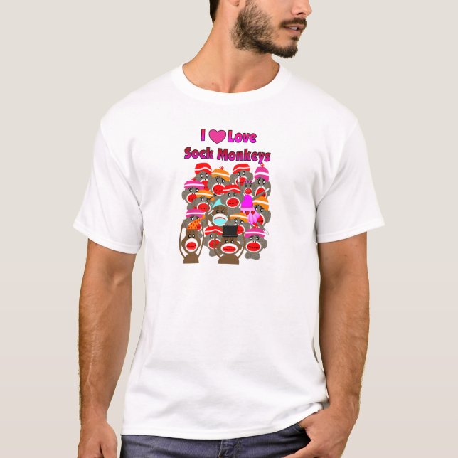 "ÄLSKAR JAG SOCK MONKEY"   gåvor T-shirt (Framsida)