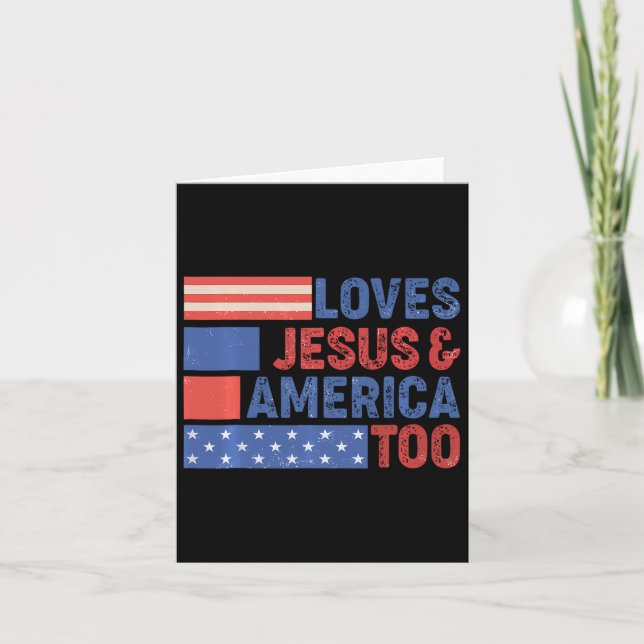 Älskar Jesus Amerika Också Frihet Patriotisk 4:e J Kort (Framsida)
