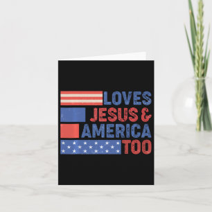 Älskar Jesus Amerika Också Frihet Patriotisk 4:e J Kort