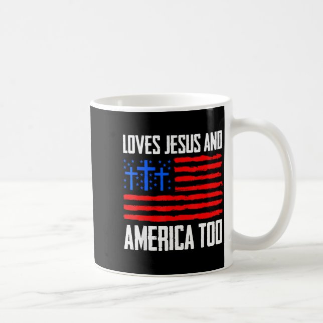 Älskar Jesus och Amerika också 4 juliÄlskar Jesus Kaffemugg (Höger)