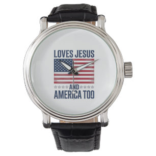 Älskar Jesus Och Amerika Också Patriotisk Kristall Armbandsur