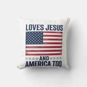 Älskar Jesus Och Amerika Också Patriotisk Kristet Kudde