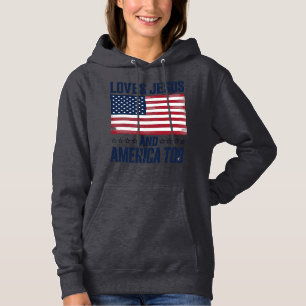 Älskar Jesus Och Amerika Också Patriotisk Kristet T Shirt