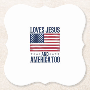 Älskar Jesus Och Amerika Också Patriotisk Kristet  Underlägg Papper