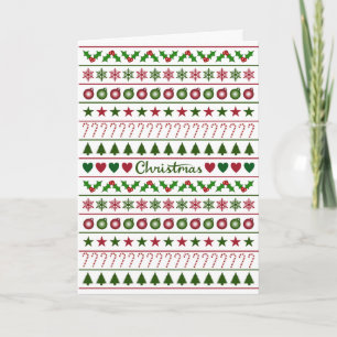 Älskar julmotiv Mönster Grönt Vitt Rött Kort