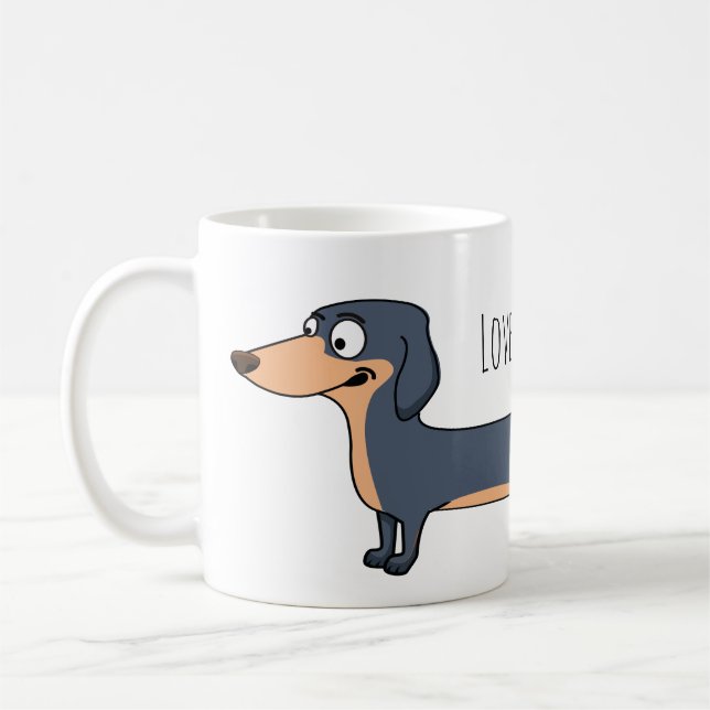 Älskar Long Dog - Dachshund-mugg Kaffemugg (Vänster)