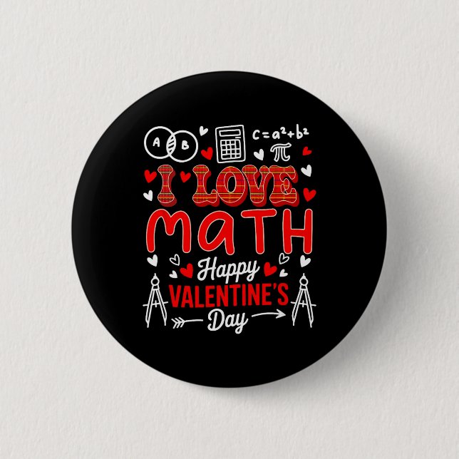 Älskar Matte Glad Alla Hjärtans Dag Matematiklärar Knapp (Framsida)