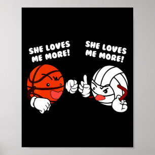 Älskar mer basketboll volleybollspelare t-shirt poster