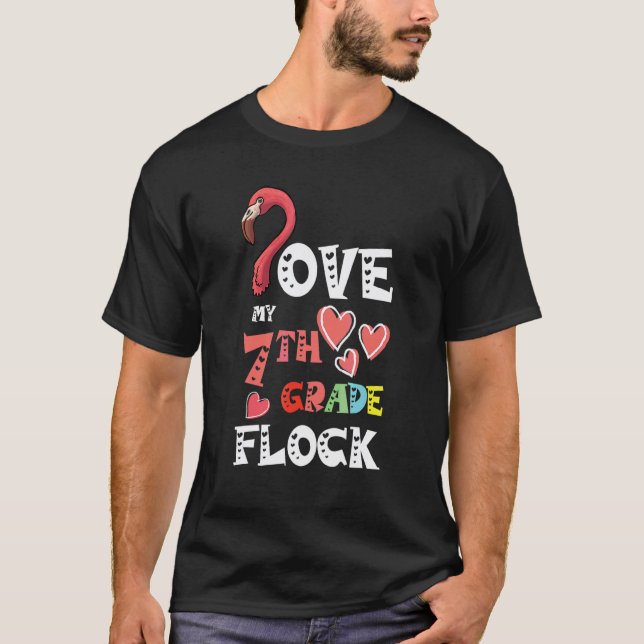 Älskar Min 7:e Klass Flock Flamingo Lärare Element T Shirt (Framsida)