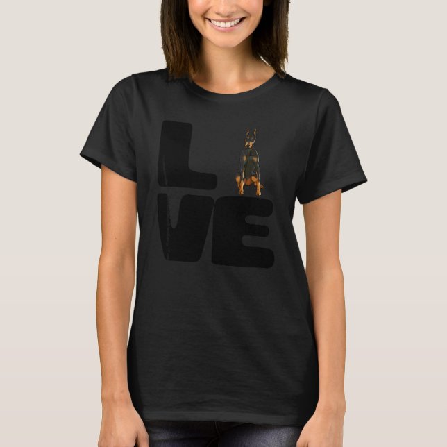 Älskar min dobermannpinscher hund t shirt (Framsida)