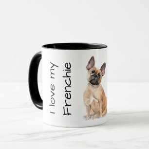 Älskar min Frenchie (brun) Mugg