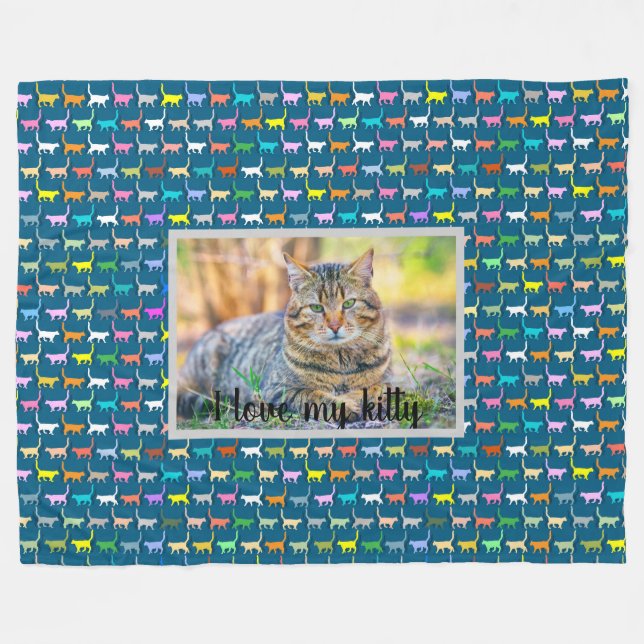 Älskar Min Katt Din Katt Foto Print Turkos Fleecefilt (Framsidan (Horisontell))