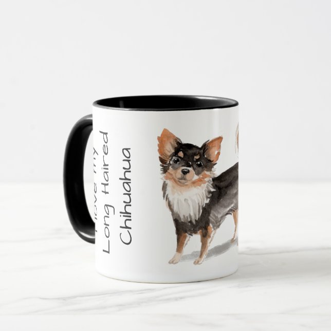 Älskar Min Långhåriga Chihuahua Mugg (Framsida vänster)